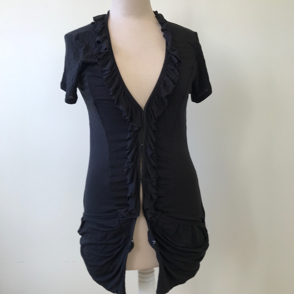 Eyeshadow black short sleeve cardigan